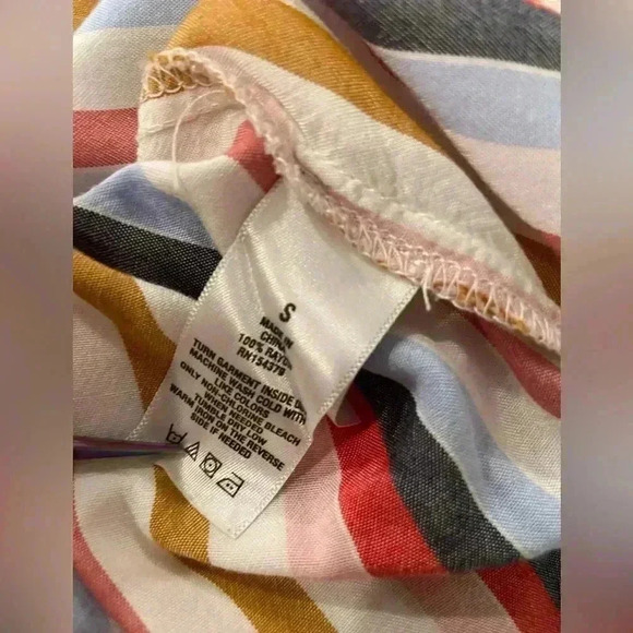 Aeropostale Soft Flowy Front Knot Striped Sleeveless Collared Blouse Size S - Picture 8 of 10